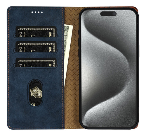 Capa Para iPhone 16 Plus Flip Book Estilo Carteira, Capa De