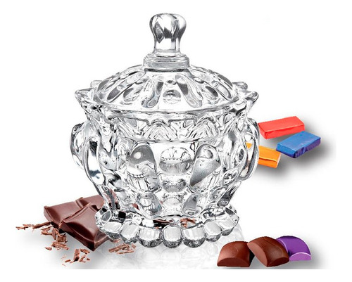 Bombonera Azucarero Caramelera Decorativa De Vidrio Cristal