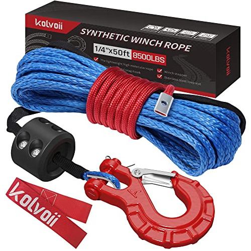 Synthetic Winch Rope, Winch Cable Kit 1/4' X 50ft 8500l...