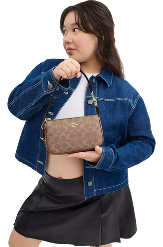 Bolsa De Mano Coach Signature Canvas Color Tan/brown