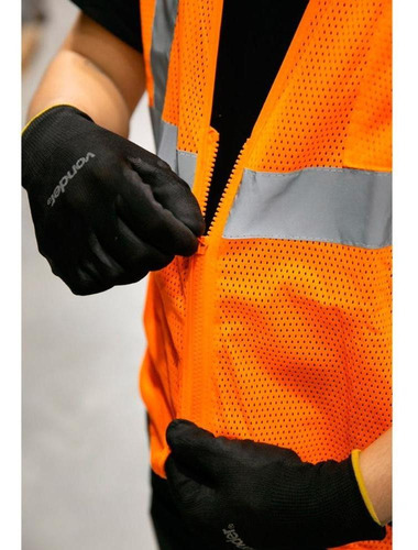 Imagem 2 de 5 de Colete Refletivo Com Bolso E Zíper Laranja Cv105 - Vonder