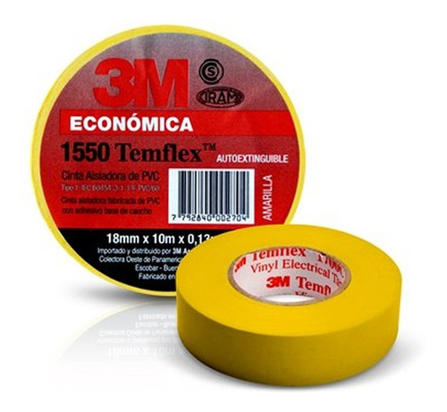 Cinta Aisladora 3m 18mm X 10mts Temflex 1550 Pvc 10 Unidades