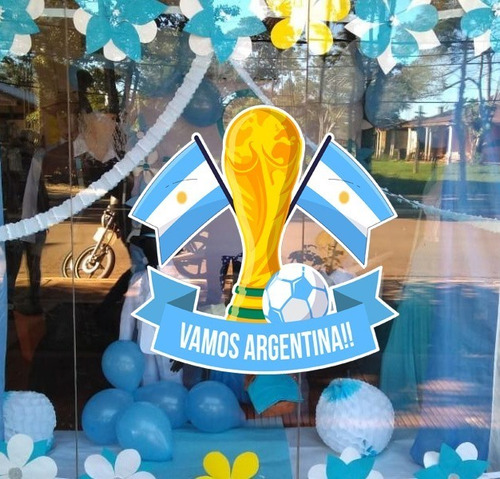 Vinilos Vidriera Mundial Argentina Messi Futbol Qatar 2022