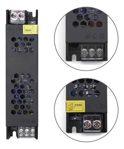 Kit 3 Fonte Chaveada 5a 60w 12v P/ Fita Led Som Capa Preta