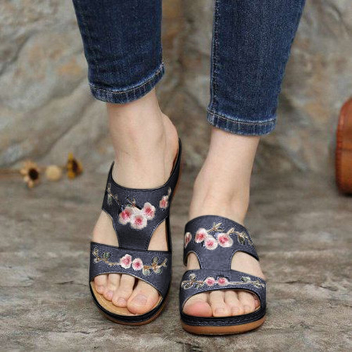 Sandalias Informales Huecas Con Tacón De Cuña Para Mujer, Co