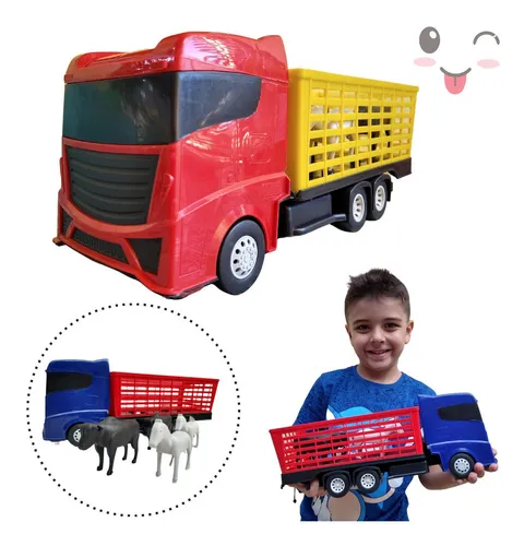 Caminhão de Brinquedo Boiadeiro Cowboy Truck com Animais