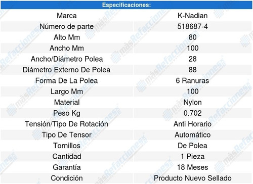 Tensor Accesorios Silverado 2500 8cil 8.1l 01 A 03 8581875