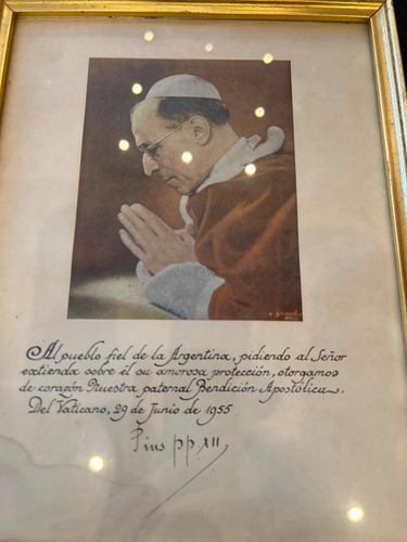 Cuadro Carta Bendición A La Argentina Del Papa Pio Xll 1955