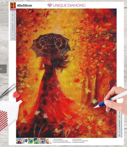 Kit Pintura Diamante - Mulher Outono (diamond Art)