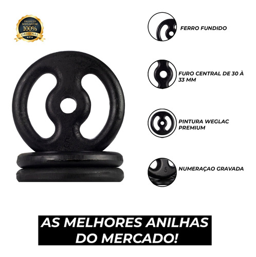 Imagem 5 de 7 de Kit Halteres 40cm Barras Oca +16kg Anilhas 4x4kg + Presilhas
