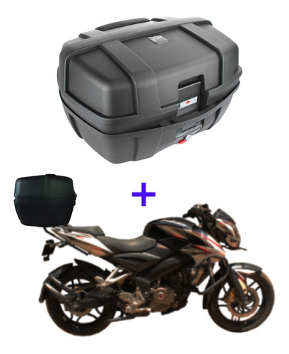 Baul Caja 47 Lt Dos Cascos Y Soporte Para Moto Pulsar Ns 200