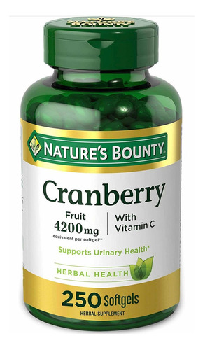 Suplemento em softgels Nature's Bounty  Cranberry concentrado de mirtilo Cranberry em pote de 250mL 250 un