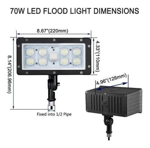 Punto De Luz De Inundación Del Led 70w 1000led 6,800lm Al Ai