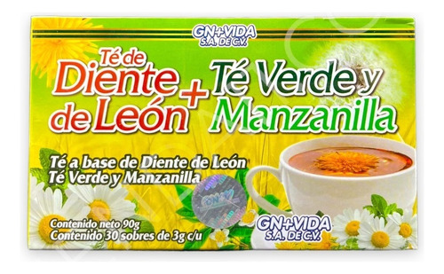 Té De Diente De León, Té Verde Y Manzanilla 30 Sobres