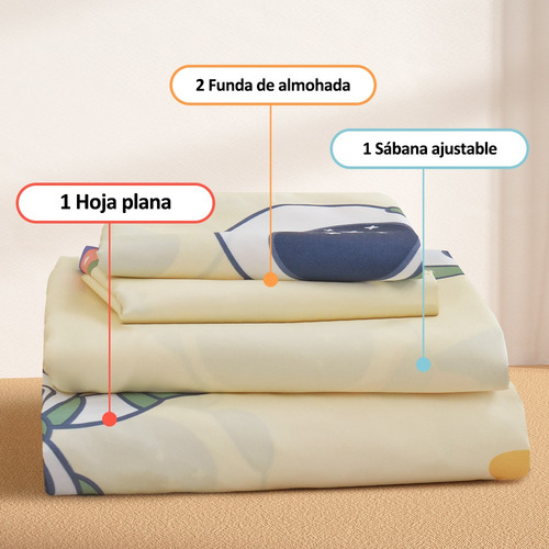 Y Juego De Sábanas 4 Piezas Amarillo Ultra Suave - Cosmonaut
