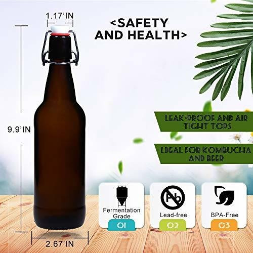 Yeboda 16 Oz Botellas De Cerveza De Vidrio Ambar Para La Ela