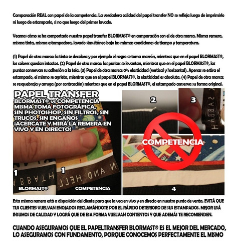Imagen 5 de 10 de 10 A4 Papel Transfer Blormast Premium 3.0 Ropa Tela Oscura - El Mejor Del Mercado - 100% Profesional