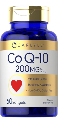 Coenzima Co Q-10 200mg Formula Mejorada 60 Capsulas Blandas