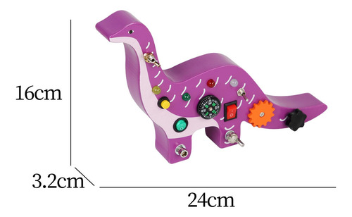 Placa Ocupada De Madeira Com Luz Led Dinossauro Brinquedo De