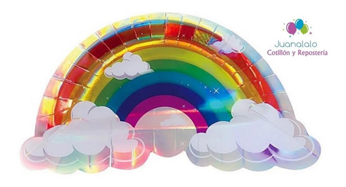 Platos Arcoiris Nubes Forma Polipapel 17 Cm X 6 U. Cotillon 