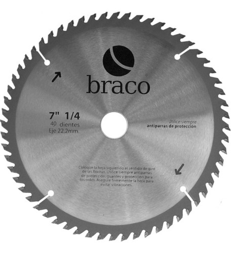 Sierra Circular Disco 7 1/4 Con 40 Dientes De Widia Braco