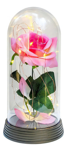 Luminária A Rosa Encantada Rosa Rosa 20 Cm Base Ouro Quente