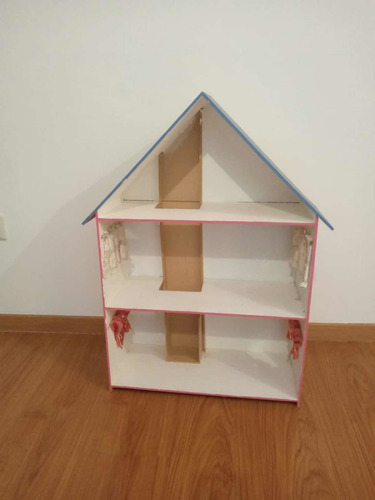 Casa De Muñecas Fibrofacil 3 Pisos Pintada Nueva