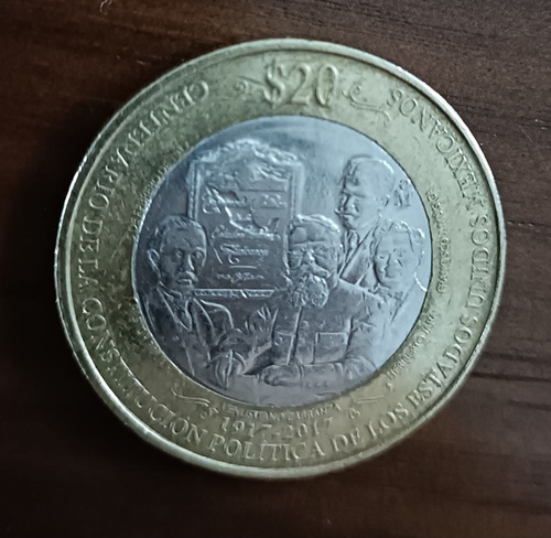 Moneda De 20 Pesos, Centenario De La Constitución 1917-2017