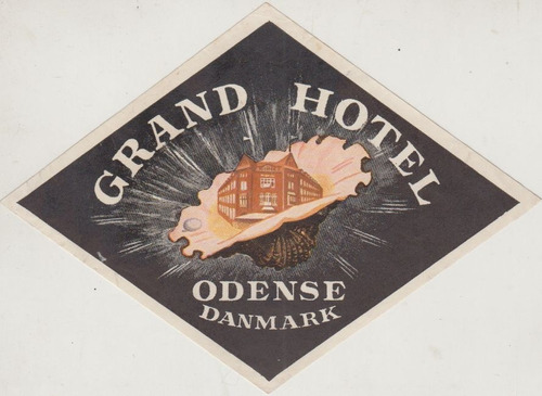 Dinamarca Antiguo Luggage De Grand Hotel Odense Vintage Raro