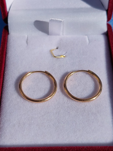 Imagen 5 de 8 de Aros Argollas Tubo Oro 18 Kilates