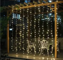 Comprar Cortina Led 300 Luces 12 Tira 3x3 Metros 220v Navidad Bodas Luces Calida