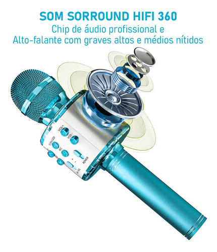 Microfone Karaoke Bluetooth Sem Fio Youtuber Várias Cores