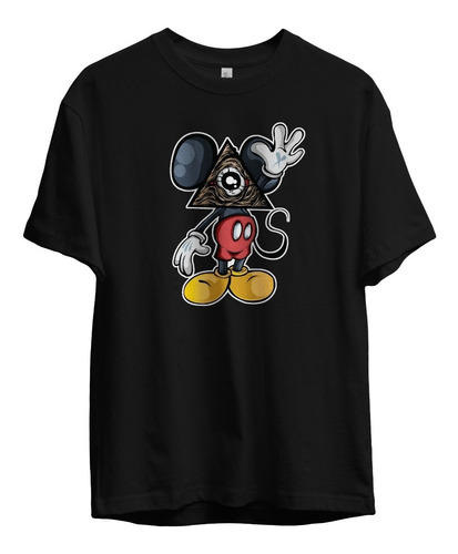 Remera Mickey Mouse Ojo Que Todo Lo Ve Algodon Negra