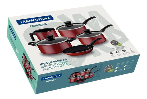 Bateria De Cocina Coimbra 8 Piezas Roja 20297/740 Tramontina Color Rojo