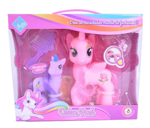 Imagen 1 de 5 de Pony Muñeco Mi Dulce Poni X 2 El Duende Azul 6202