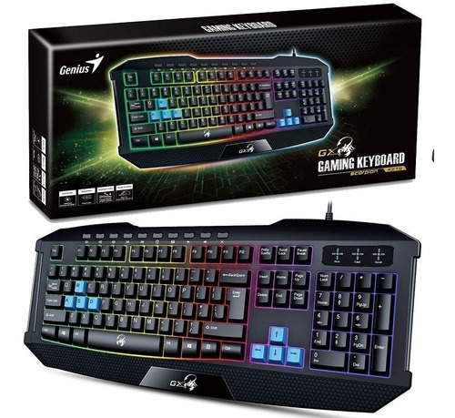 Teclado Retroiluminado Usb Gamer 7 Rgb Colores Genius K215