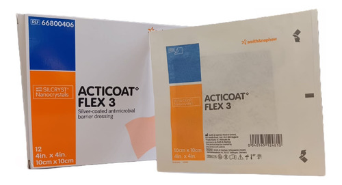 Acticoat Flex 3 Apósito Antimicrobiano-plata 10x10cm 1 Pza