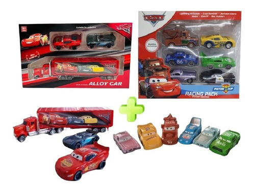 Cars Rayo Mcqueen Mula Camión Mack + 8 Carros Impulso Niños