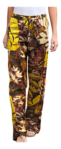 Pantalones De Cintura Alta Con Estampado Floral Para Mujer,