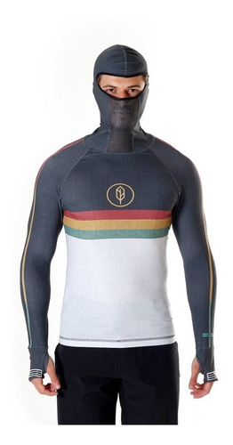 Imagem 2 de 4 de Camiseta Surf Lycra Com Capuz Proteção Solar Pena Surf