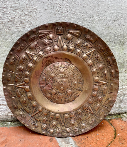 Antigua Artesanía De Cobre Calendario Azteca (Usado)