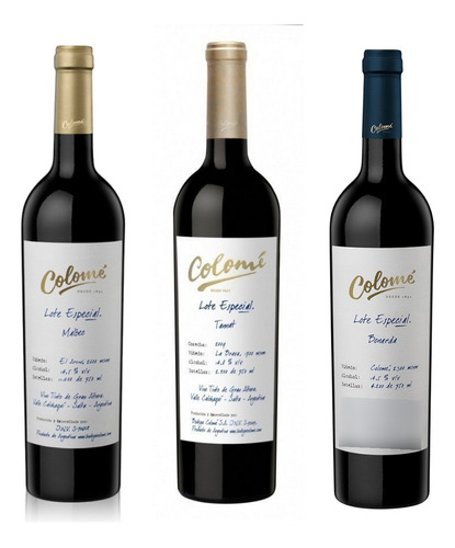 Vino Colome Malbec Colome Lote Especial Syrah - Tannat 3u