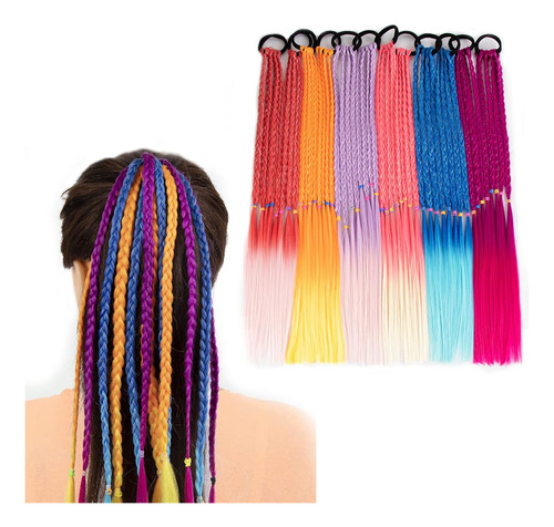 Trenzas De Color De 12 Piezas Extensiones De Cabello Con Ban