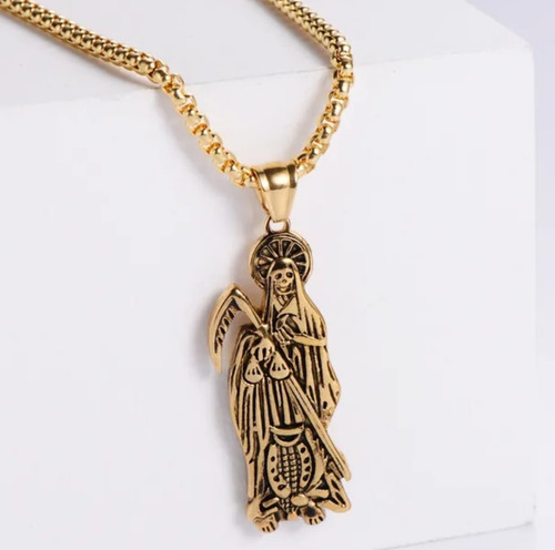 Collar Colgante Santa Muerte Dorado