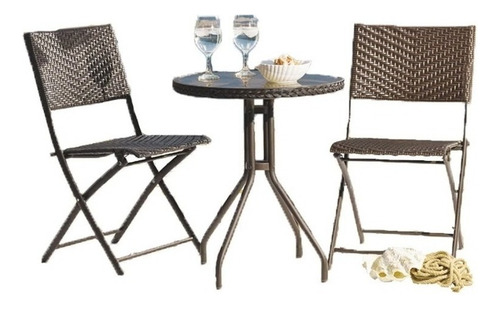 Set Balcon Terraza Romantic Estructura Marrón Oscuro