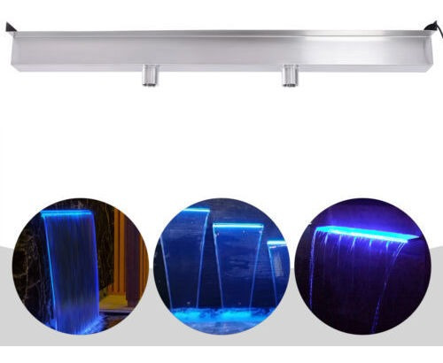 Pool Fountain With Led Strip Blue Light Decoration For R Lvv