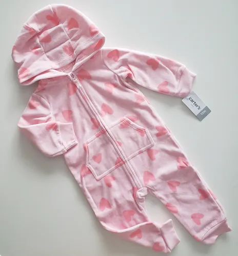 Enterito Astronauta Micropolar Carters Rosa Corazones 12m Rosa 12 Meses