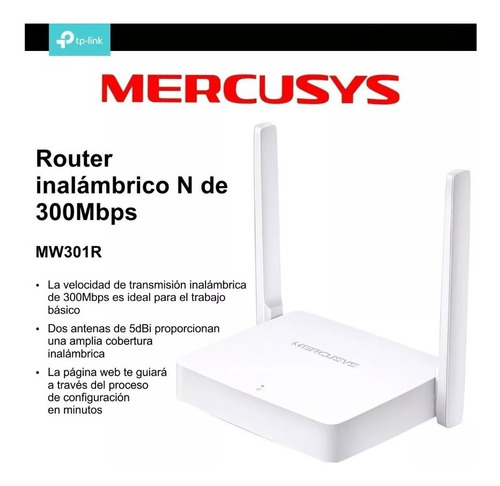 Router Tp-link Mercusys Mw301r 300mbps/802.11n/g/b/2 Puertos