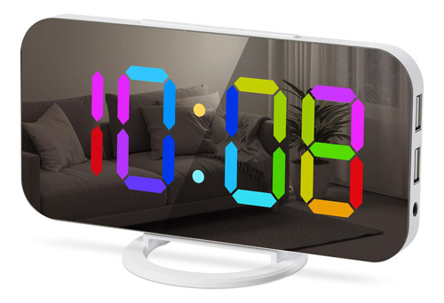 Reloj Despertador Digital Con Espejo Y Led Alarma Y 5 Nivele