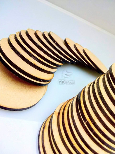 Imagen 2 de 4 de Circulos 6cm - Mdf Kit X 100u - Mdf / Fibrofacil